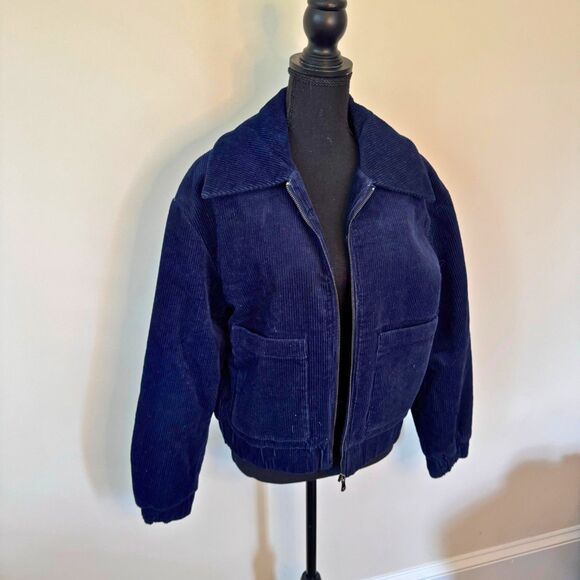 Elodie Jackets & Blazers - Elodie Navy Corduroy Puffer Bomber Jacket Size Small